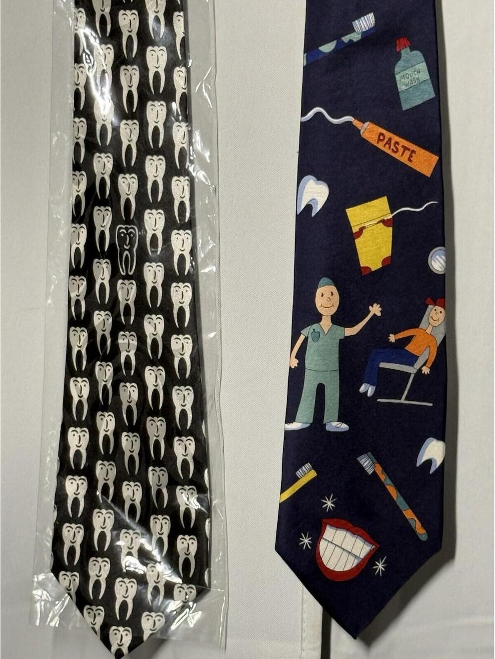 Dentist Neckties Silk Multicolor Set of 2 - Gift Set Funny Gag Steven Harris